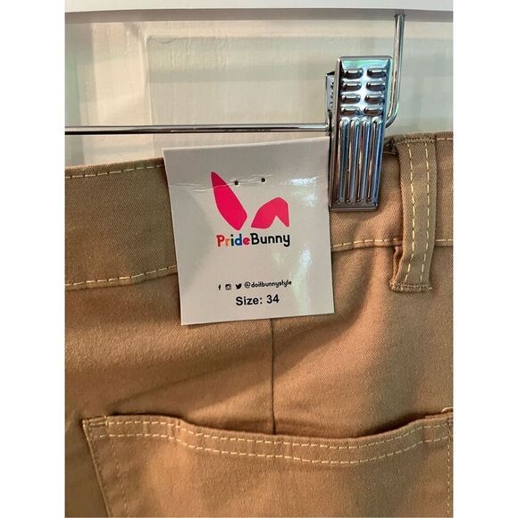 Pride Bunny Tan Rainbow Roll Cuff Chino Pants sz 34 NWT - Picture 7 of 12
